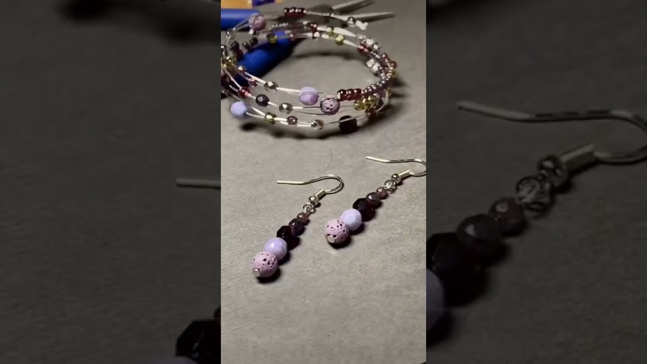 Beading Bracelet + Earring Set #braceletmaking #beads #handmadejewelry