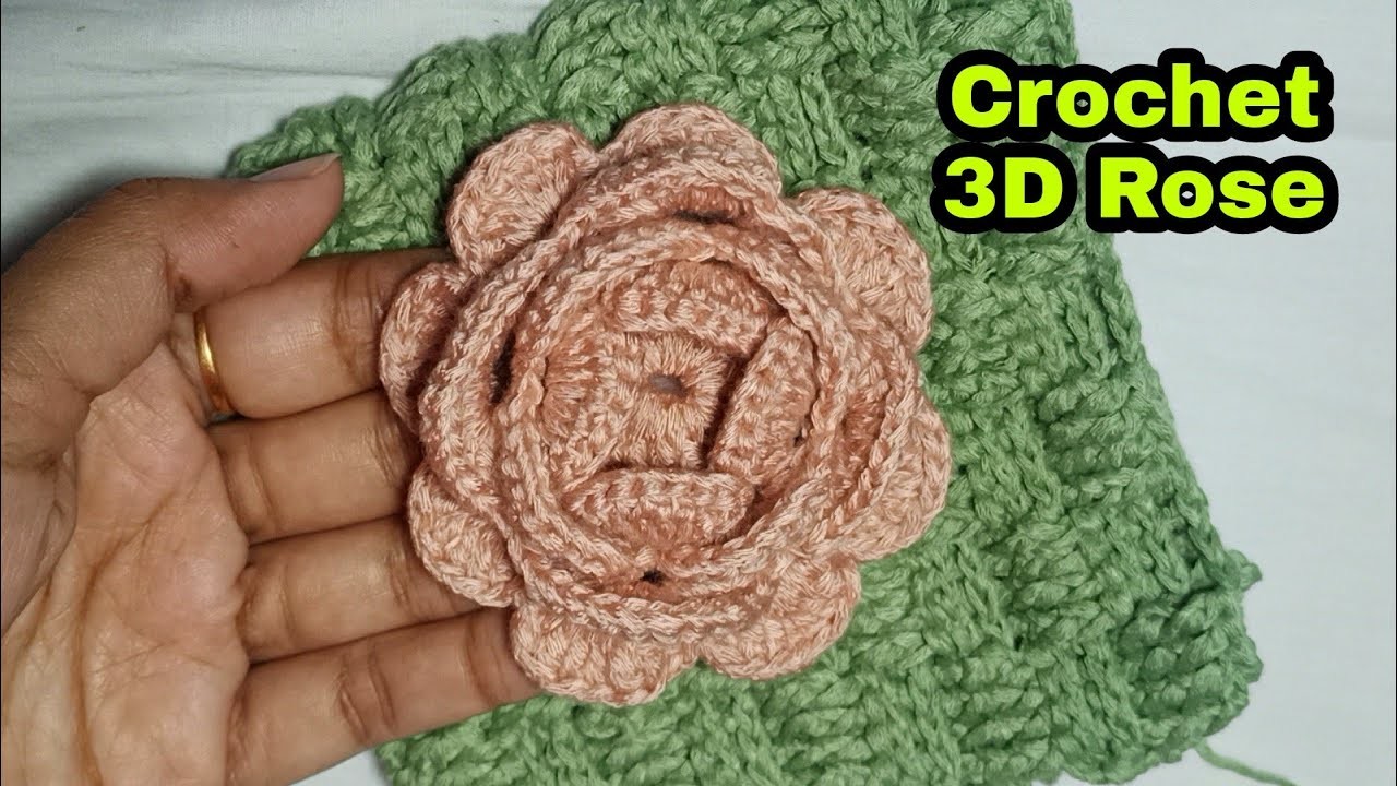 Crochet 3D rose.Crochet 8 petal flower.কুশিকাটার 3D গোলাপ.কুশিকাটার গোলাপ