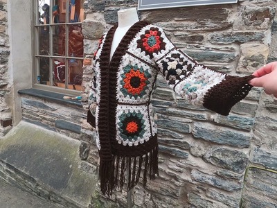 Crochet granny square Cardigan, Boho style