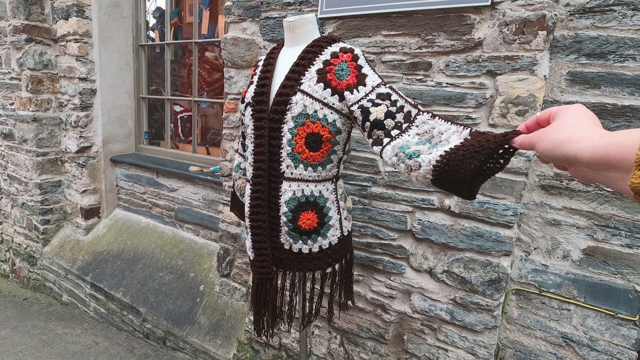 Crochet granny square Cardigan, Boho style
