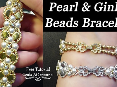 Pearl & Ginko Beads Bracelets DIY Free Tutorial Delicate Wedding Bracelets