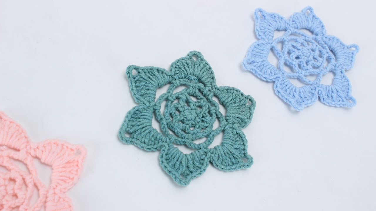 娟娟编织,一线连六瓣花,针法简单好学 crochet flower