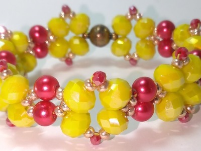 Crystal beads bracelet * Beading * Браслет из кристалла * МК
