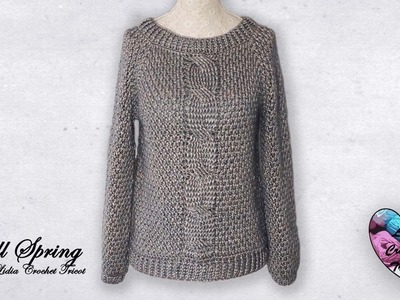 Pull "Spring" Crochet Torsades "Lidia Crochet Tricot" Facile