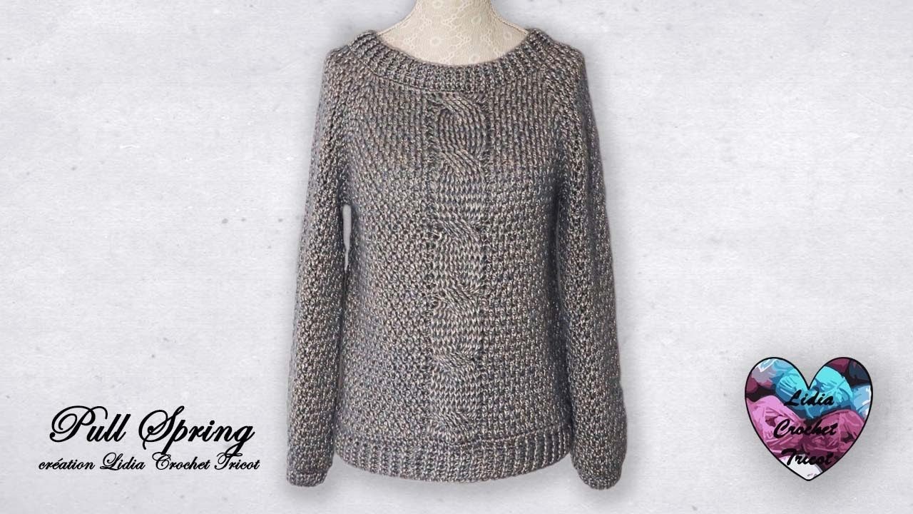 Pull "Spring" Crochet Torsades "Lidia Crochet Tricot" Facile
