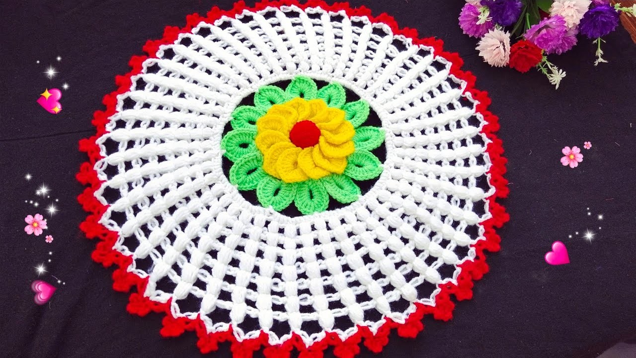 Crochet flower Tablemat Doily || क्रोसिया फूल थालपोश || Crosia Phool Thaalposh