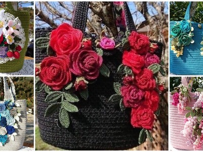 Crochet motif handmade bags | crochet floral handbag design ideas | crochet bags design ideas |