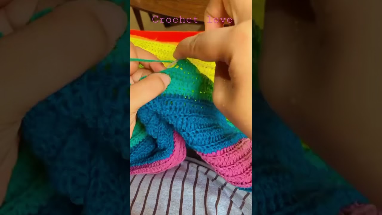 Rainbow crochet baby blanket