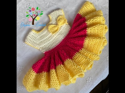 Crochet Baby Dress Tutorial #crochet #crochetdress #crochetforbaby