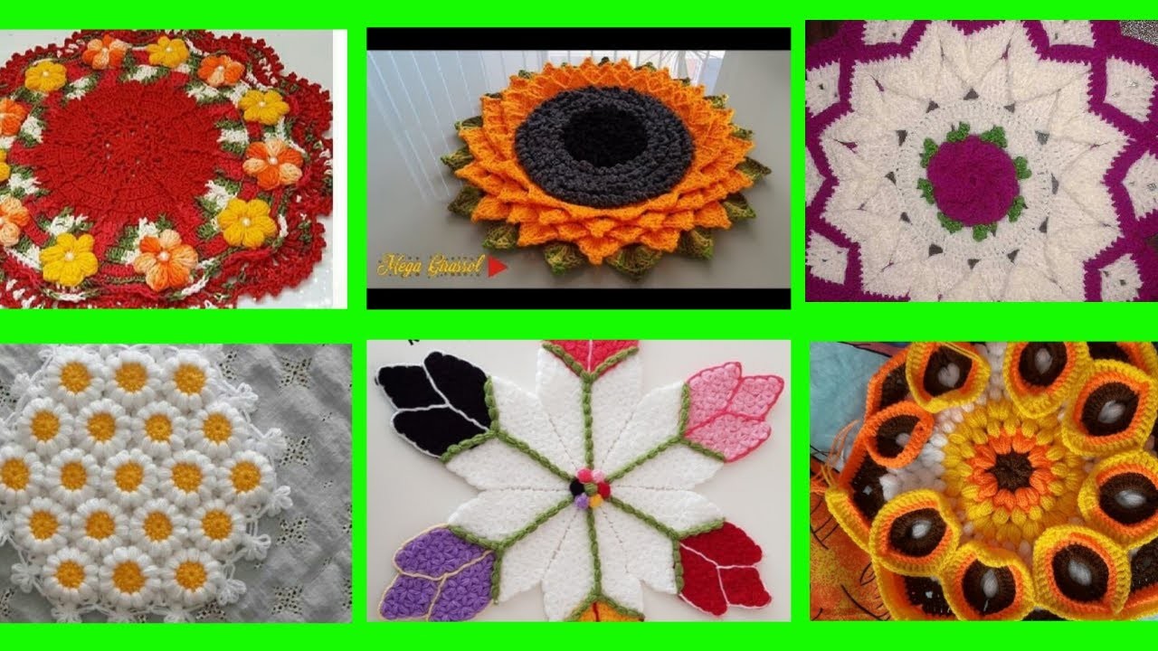 Woolen design.crochet Thalposh Crochet Tablemat.matक्रोसिया थालपोशwoolen rumal.crosia design.Crochet