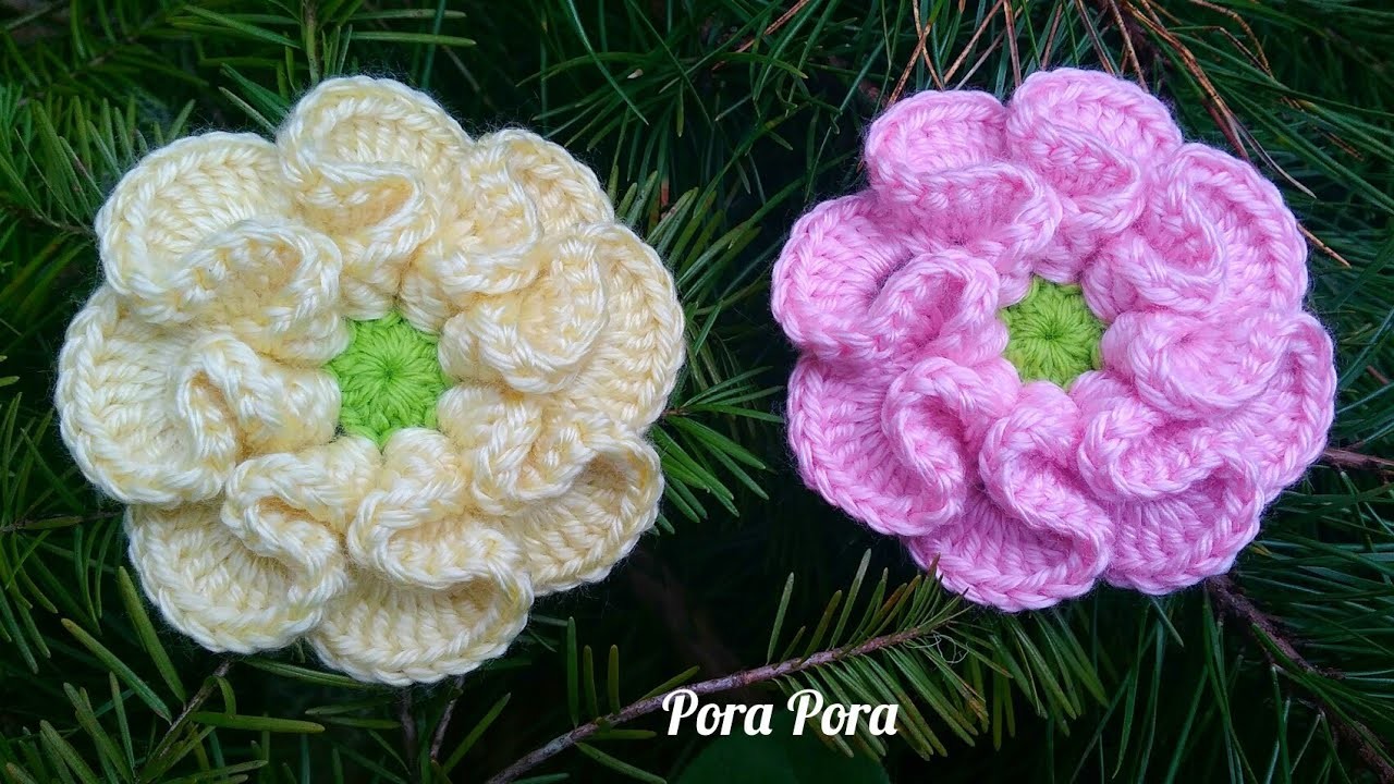 Crochet 3D Ruffle Flower I Crochet 8 Petals Flower Pattern