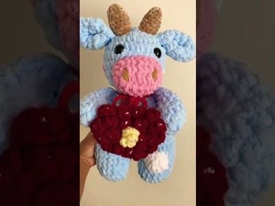 Crochet valentines cow plushie #crochettoys #handmadetoys #plushie #valentinesgiftideas #cow