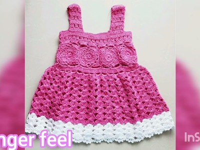 Crochet woolen frock girl baby. crochet baby frock design