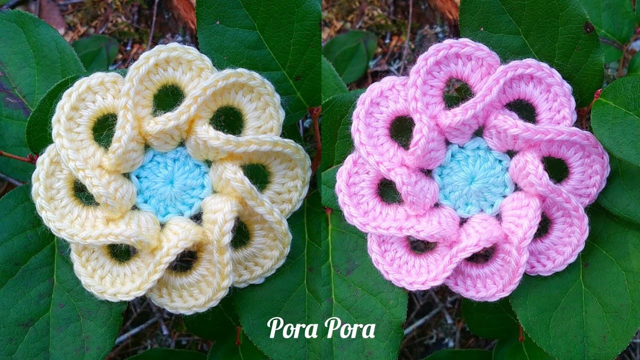 How To Crochet A Flower I Crochet 3D Flower I Crochet 8 Petals Flower Pattern