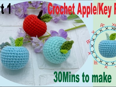 KnitLove HK.Knit.Crochet.How to.Fruit.Apple Key Ring[Part1].かぎ針編み.짜다.क्रोशै.棒針.鈎針.蘋果[第一部分].[第一部分].4K