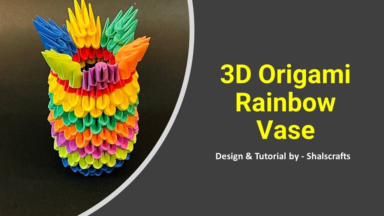 3D Origami Rainbow Vase