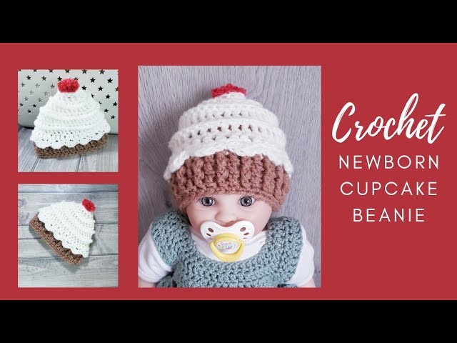 Crochet cupcake newborn baby beanie