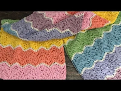 Rainbow Sherbet Ripple Baby Blanket Crochet Pattern