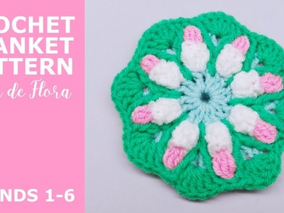 Crochet Blanket Pattern Flora de Flora, Rounds 1-6