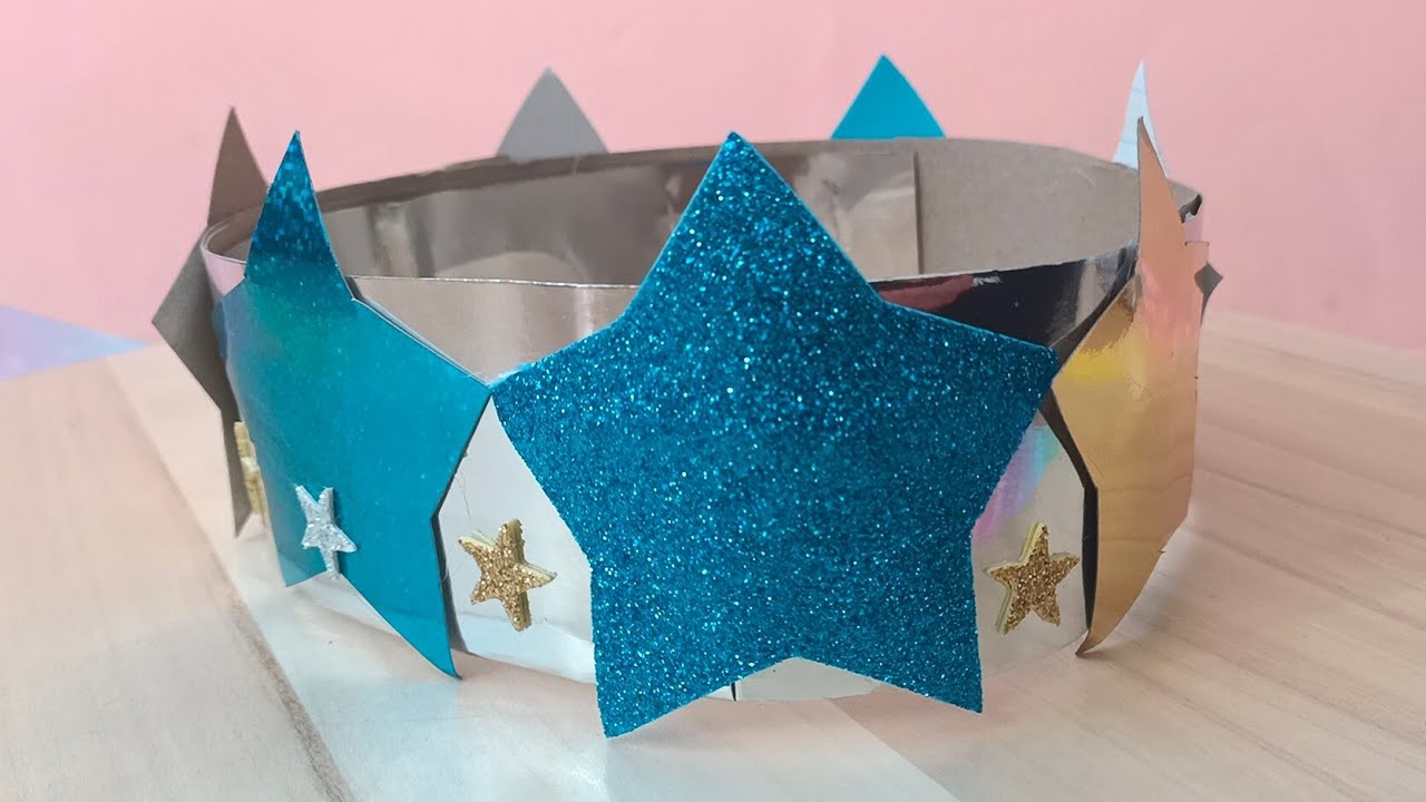 Comment faire une couronne en papier | couronne avec des étoiles | couronne de prince-esse en papier