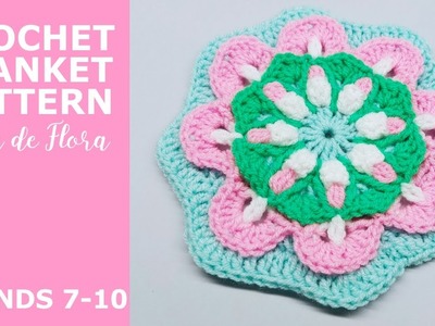 Crochet Blanket Pattern Flora de Flora, Rounds 7-10