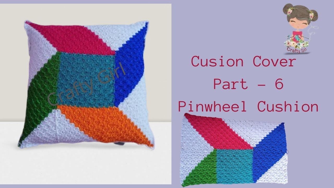 Part - 6 How To Crochet Pinwheel Cushion Cover? Crochet C2C Pattern | ক্রুশে c2c কুশন কভার |