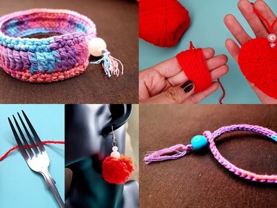 Diy bracelet crochet. pom pom earring