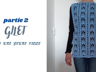 Gilet bleu claire au crochet pour une jeune fille. Partie 2