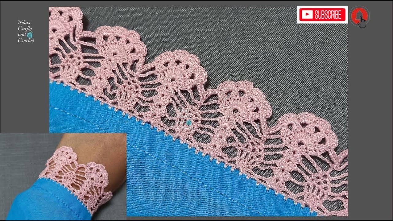 #10 How to Crochet Lace Edging?  কুশিকাটার লেইস #nihascraftyandcrochet