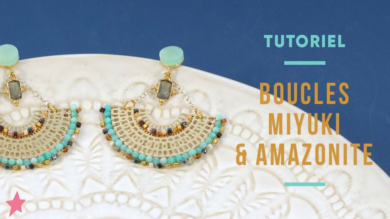 TUTORIEL | Boucles d'oreilles demi lune avec perles amazonites et Miyuki delicas 11.0