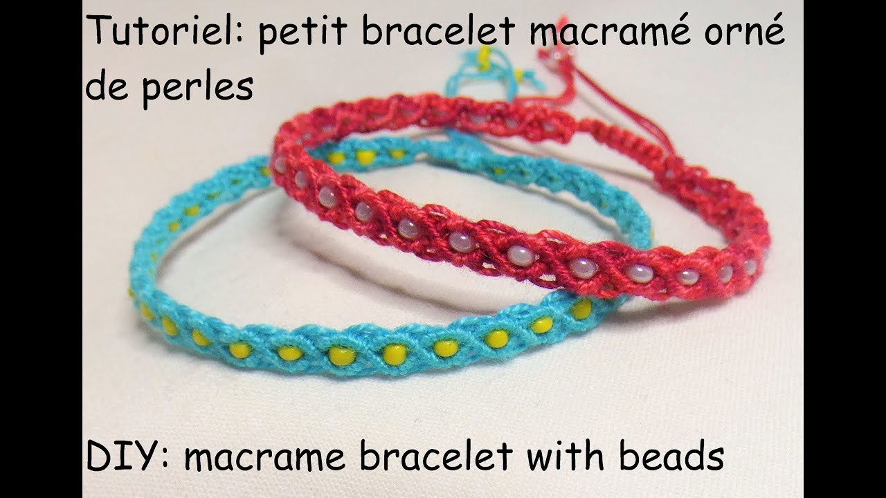 Tutoriel: petit bracelet macramé orné de perles (DIY : macrame bracelet with bead)