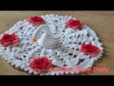 Crochet Swan Doily.Crochet doily.Crochet Swan Table Cover