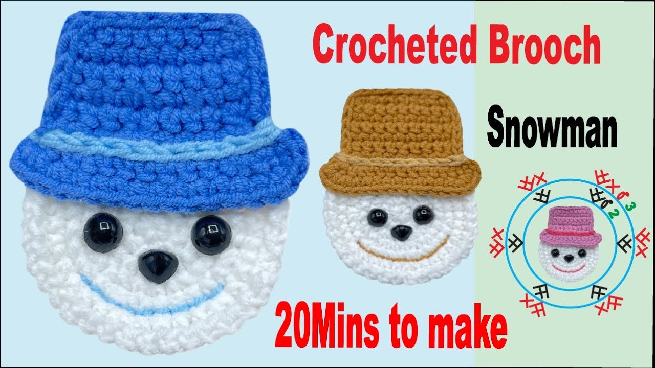 KnitLove HK.Knit.Crochet.Handmade.DIY.Gift.Snowman Brooch.かぎ針編み.짜다.क्रोशै.Bunny hairpin.棒針.鈎針.雪人胸針