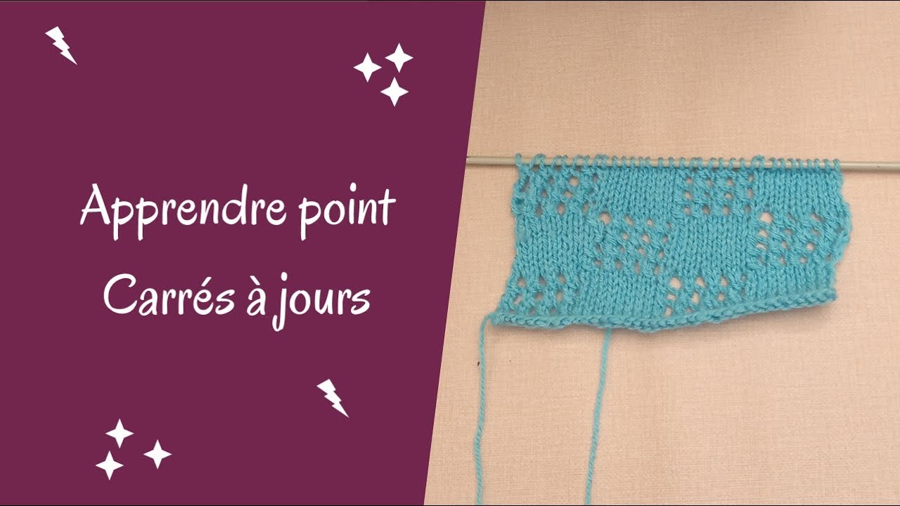 Point carrés a jours au tricot