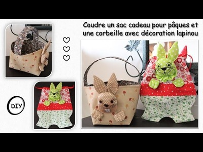 Coudre une corbeille et sac cadeau en tissu lapin de pâques tuto facile loisir créatif  Anna couture