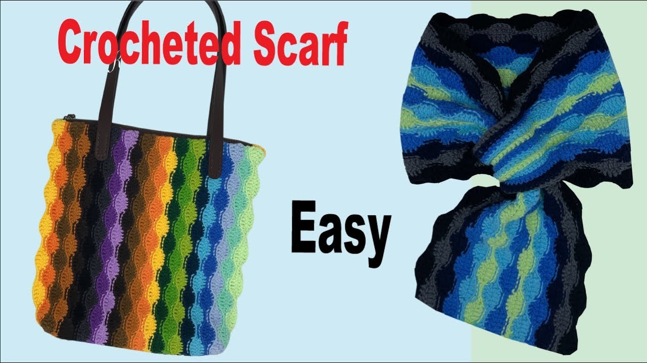 KnitLove HK.Knit.Crochet.Craft.Gift.How to Crocheted scarf.かぎ針編み.짜다.क्रोशै.Bunny hairpin.棒針.鈎針.波浪圍巾