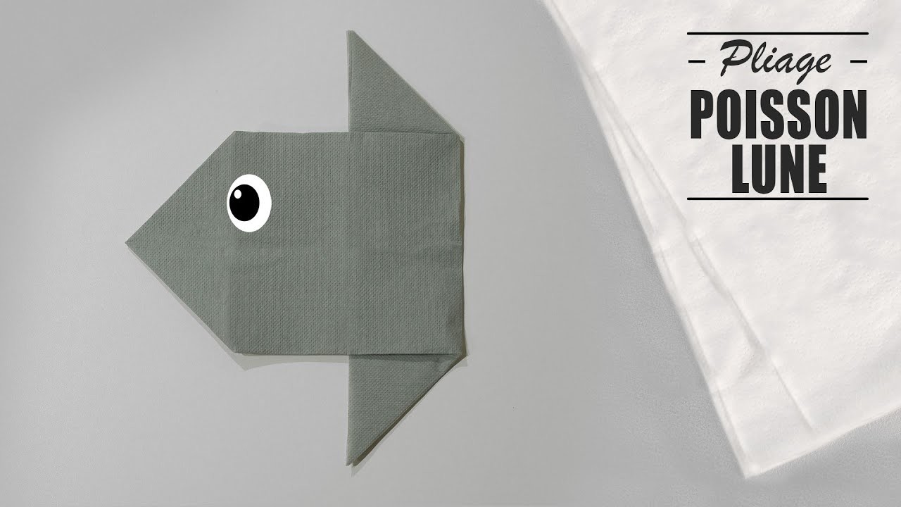Pliage serviette animaux poisson lune origami