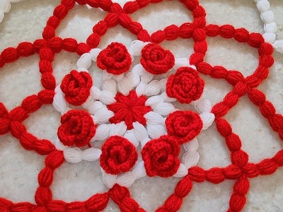 किरोसिया से थालपोश  New Design Crochet Thalposh Woolen Rumal Thalpos Placemat Doily lif modelleri