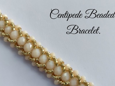 Centipede Beaded Bracelet. DIY Beading Tutorial. Rondelle Crystal Bead Bracelet.