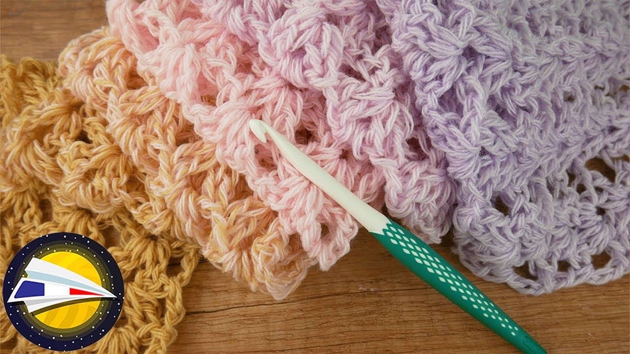 Crocheter une écharpe pour le printemps avec de jolies couleurs | Point V double