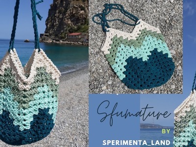 Borsa punto granny Sfumature di Mare – Crochet granny stitch bag