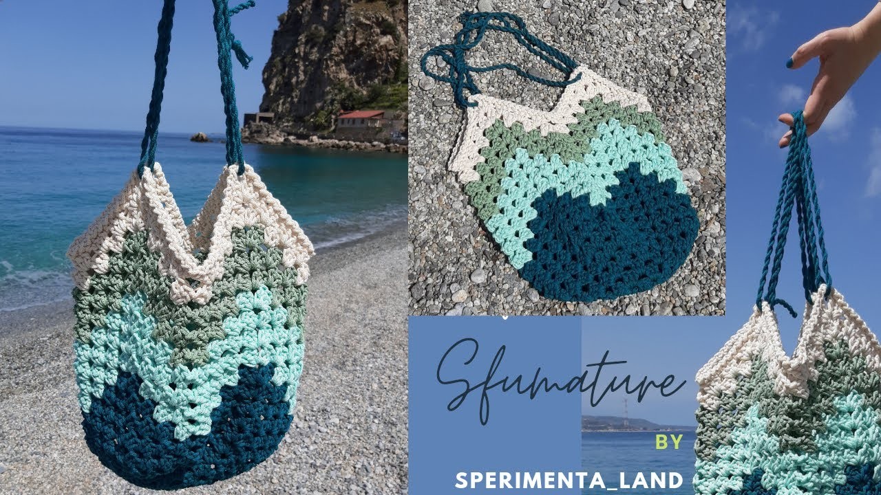 Borsa punto granny Sfumature di Mare – Crochet granny stitch bag