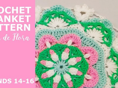 Crochet Blanket Pattern Flora de Flora, Rounds 14-16