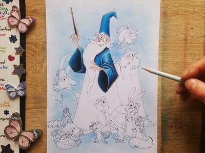Illustration Entièrement aux Crayons de Couleurs Brutfuner : Merlin l'enchanteur - 9 transformations