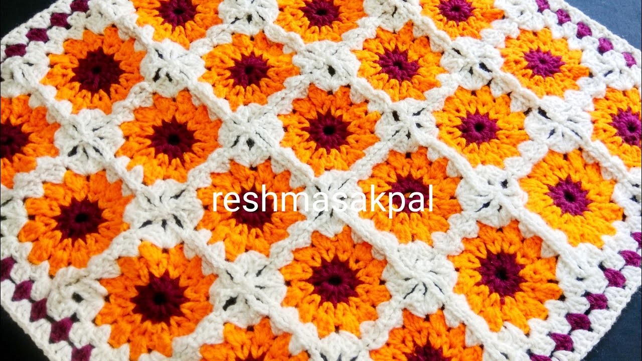 #crochet#Thalpose#pattern#55#लोकरीचा चौकोनी रूमाल