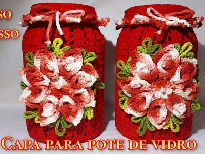 ❣️CAPA PARA POTE DE VIDRO, SUPER FÁCIL #crochet #crocheting#crochefacil #vlog