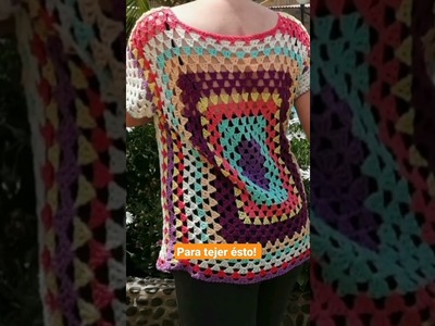 Granny square rectangular. tejido a Crochet #shorts #crochet #granny