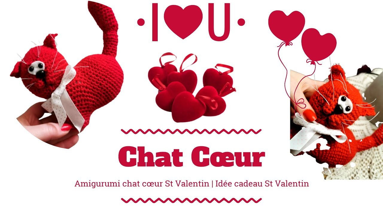 Amigurumi chat cœur St Valentin | Idée cadeau St Valentin