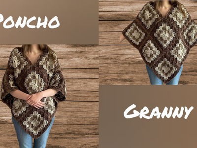 Poncho carrés granny toutes tailles : Partie 1