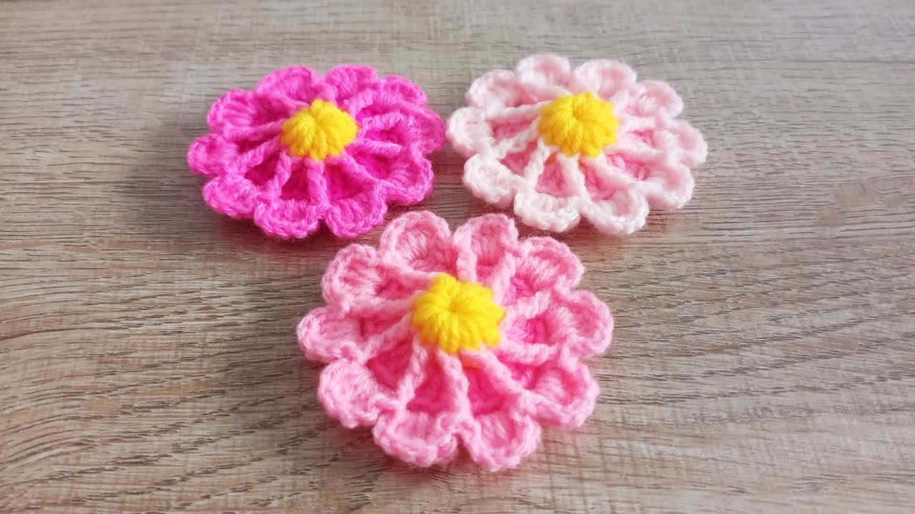 ถักดอกไม้ โครเชต์ how to 3D crochet flowers